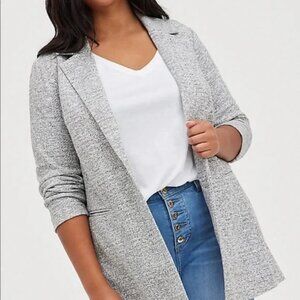 Torrid cozy coat women’s gray Studio Double knit boyfriend two button blazer 3X